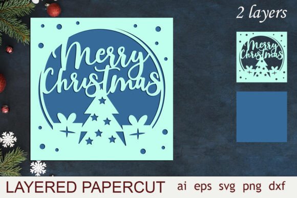 3d Christmas Card Layered Svg for Crafts and Graphics