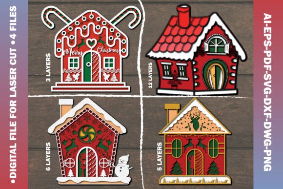 3D Christmas House SVG: Graphics for Crafts