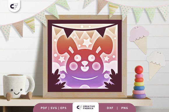 Baby Rabbit 3D Shadow Box: SVG Table Decor