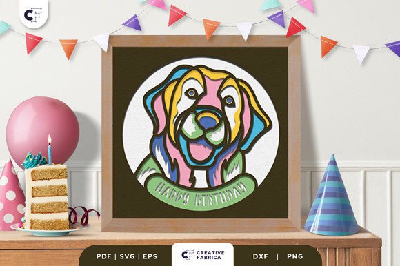Birthday Golden Retriever 3D Light Box: A 3D SVG for Birthdays