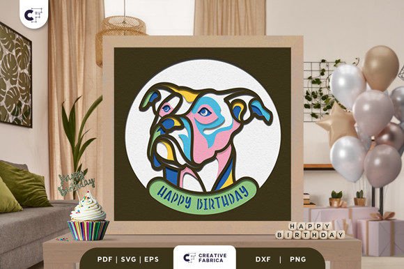 Birthday Pitbull 3D Light Box: A 3D SVG for Birthdays
