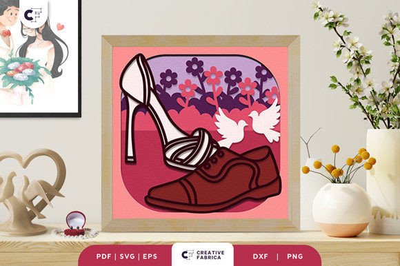 Bride and Groom Shoes 3D SVG for Table Decorations