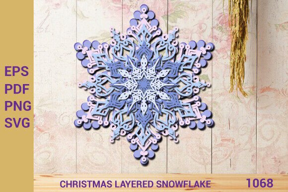 Christmas 3D Layered Snowflake SVG 1068 for Crafts & Graphics