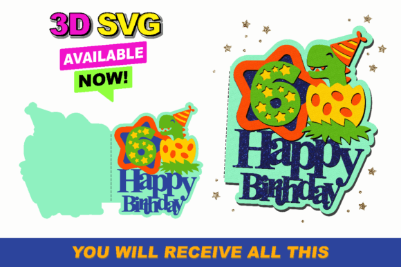 Dinosaur Card 3D SVG: Graphics for Crafts