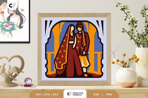 India Traditional Wedding Dress 3D SVG for Table Decorations