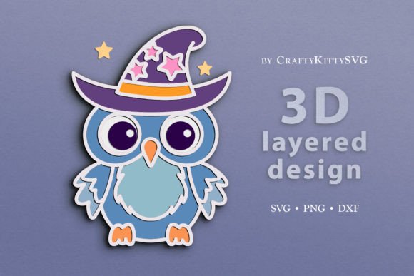 Kawaii Owl SVG for Autumn Laser Cutting & Web Design