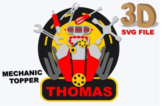 MECHANIC TOPPER 3D Svg: Graphics for Crafts