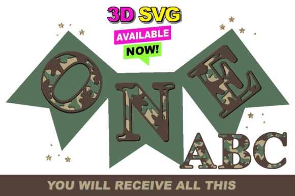 Military Camo Alphabet 3D SVG for Crafts & Graphics