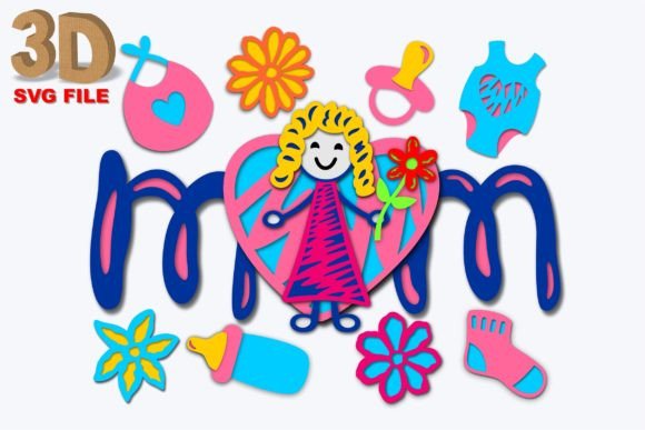 Mother's Day 3D SVG: Premium Graphics for Crafts
