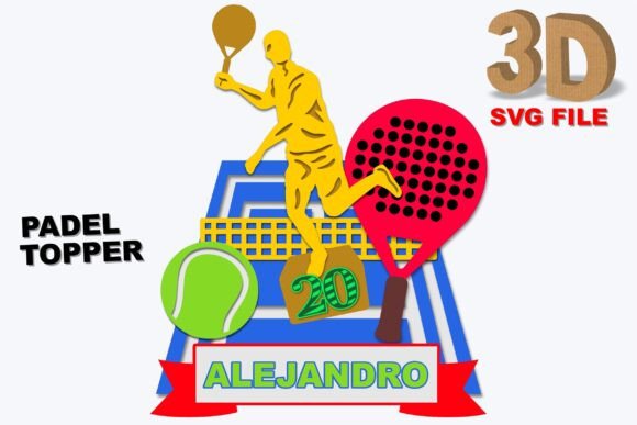 Padel Topper 3D SVG: Graphics for Crafts