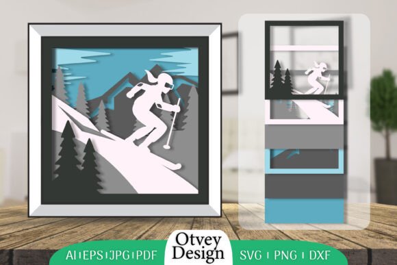 Ski 3D Shadowbox: Layered Graphics for Crafts