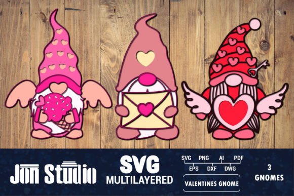 Valentines Gnome 3D SVG: Crafts & Graphics