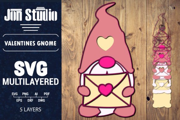 Valentines Gnome 3D SVG for Crafts & Graphics