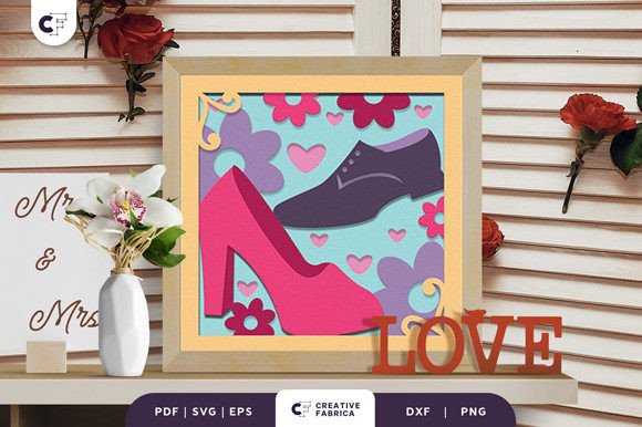Wedding Shoes Floral 3D SVG for Table Decorations